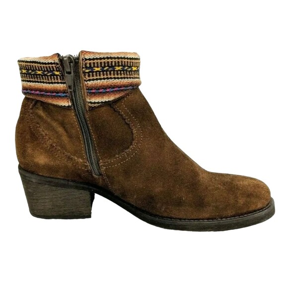 Anthropology Fortress of Inca Fringed Ankle Boots Womens Size 6 Brown Suede Boho - Picture 6 of 12
